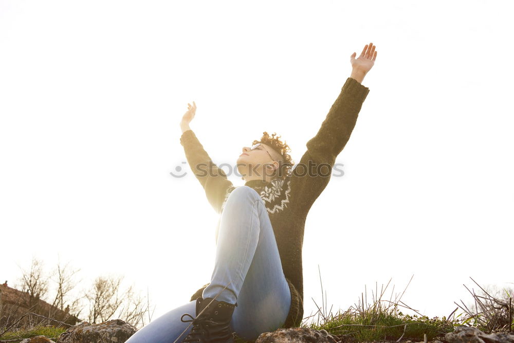 Similar – Young redhead woman enjoying nature