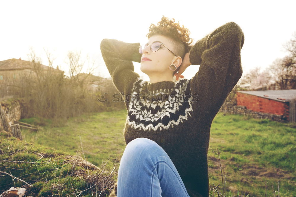 Similar – Image, Stock Photo Young woman lying down over rocks