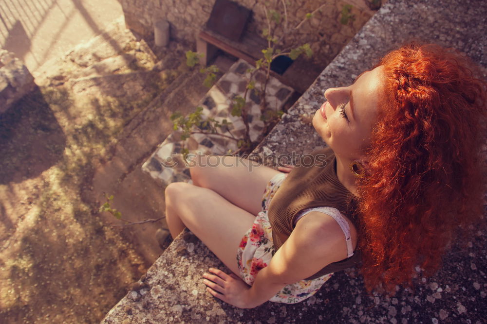 Similar – Image, Stock Photo Young redhead photographer woman