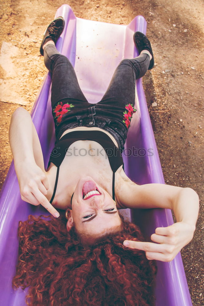 Image, Stock Photo Young redhead rebellious woman