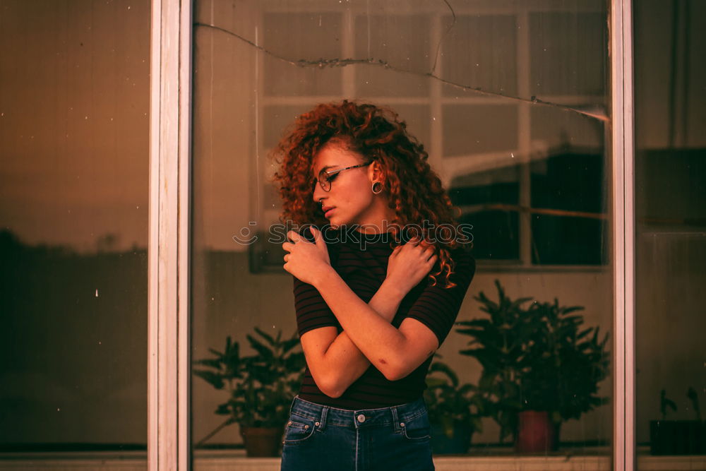 Similar – Image, Stock Photo Woman on fence in park