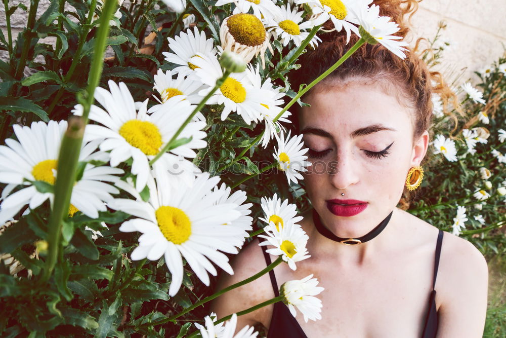 Similar – Happy young black woman surrounded by flowers