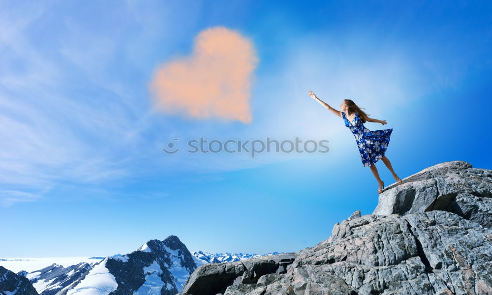 Similar – Image, Stock Photo Climbing team charging for the summit.