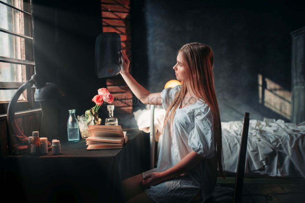 Similar – happy kid girl helping with housework