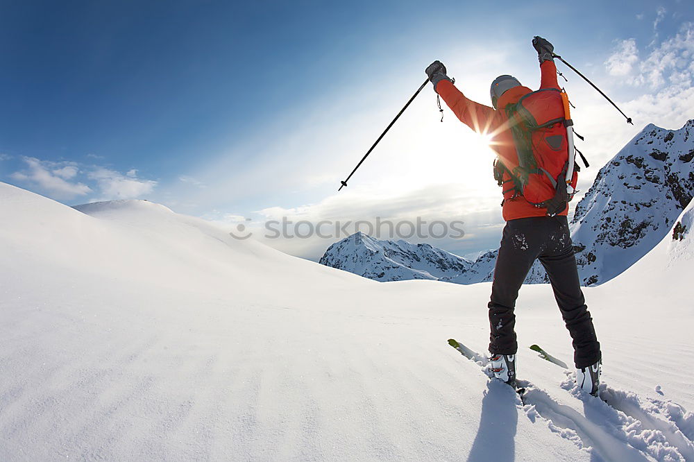 Similar – Image, Stock Photo Skier takes a rest looking at the panorama. Chamonix, France.