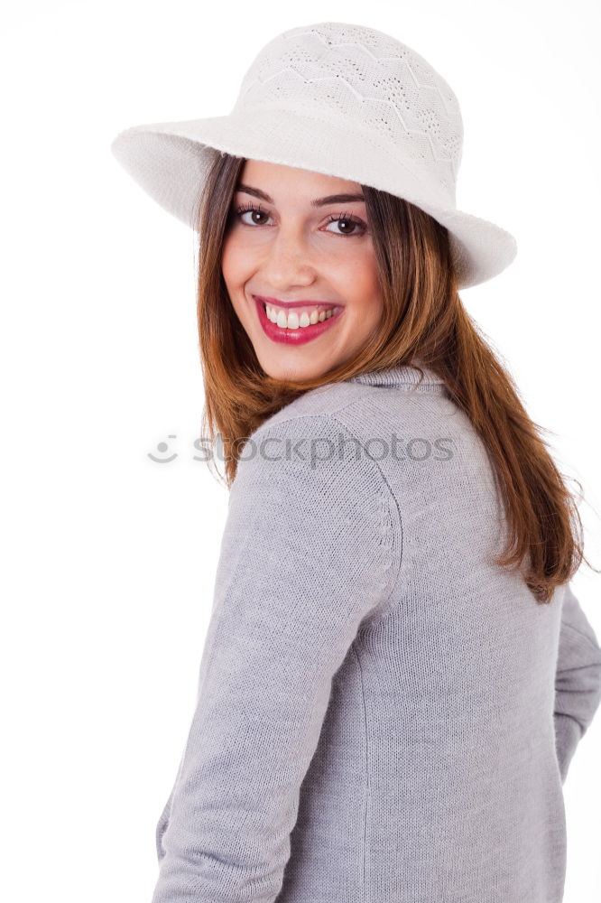 Similar – Image, Stock Photo Happy autumn or winter girl with wool cap