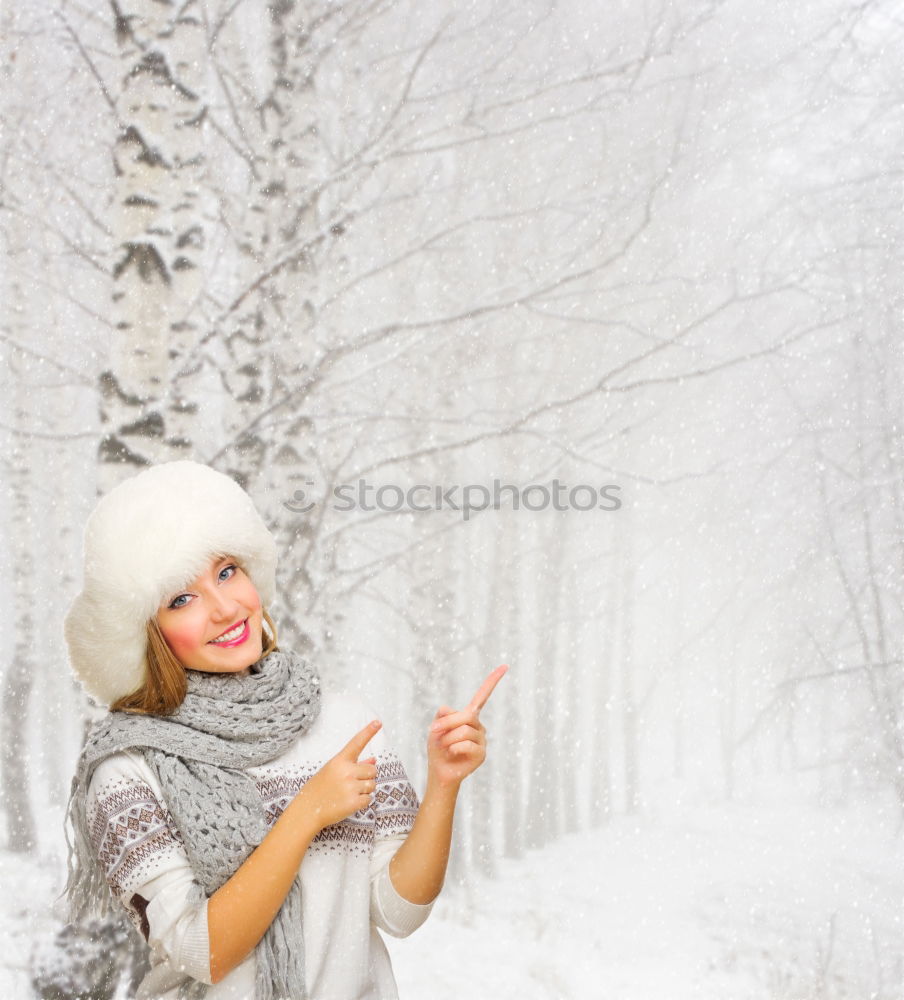 Similar – Image, Stock Photo Winter portrait of happy child girl playing