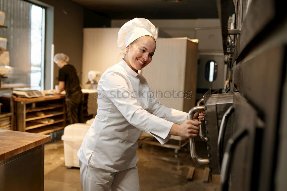 Similar – Image, Stock Photo smiling young Barista making coffee in cafe
