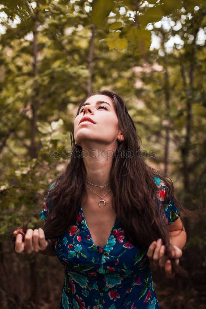 Image, Stock Photo Smiling woman with long grey dyed hair