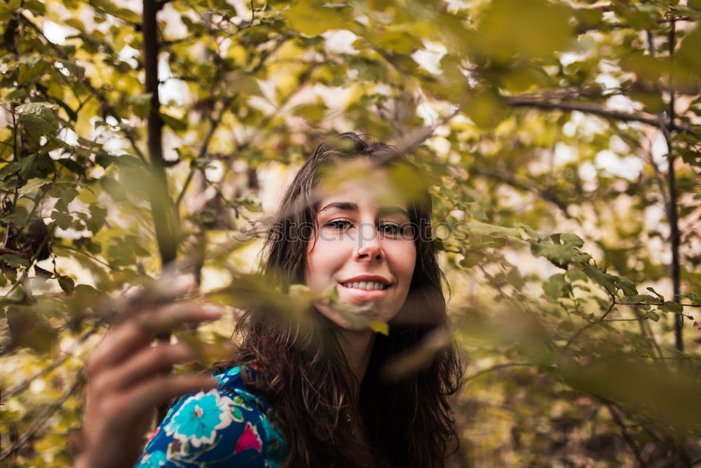 Image, Stock Photo teenager blowing confetti on nature background