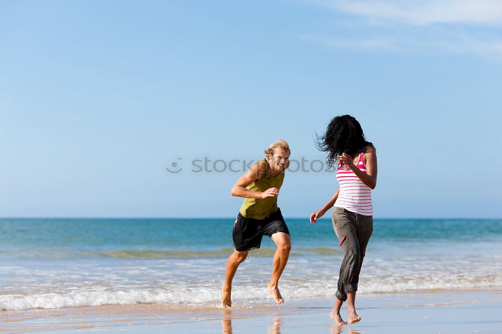 Image, Stock Photo Happy children playing on the beach at the day time.