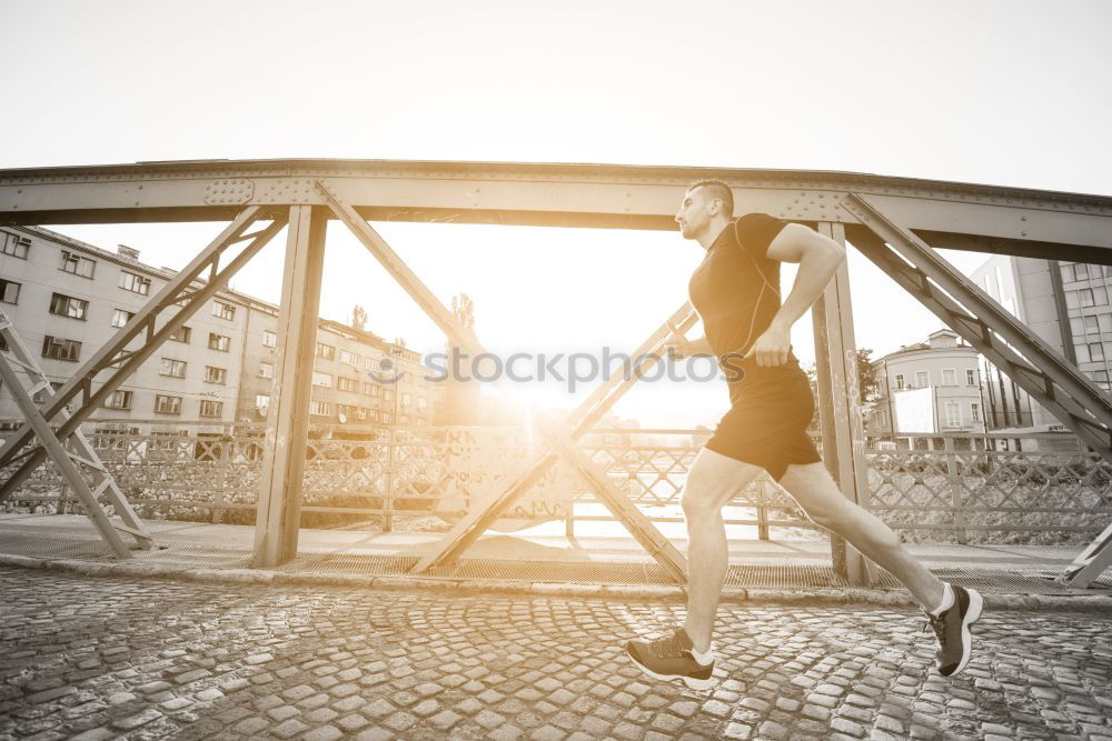 Similar – female runner jumping for joy