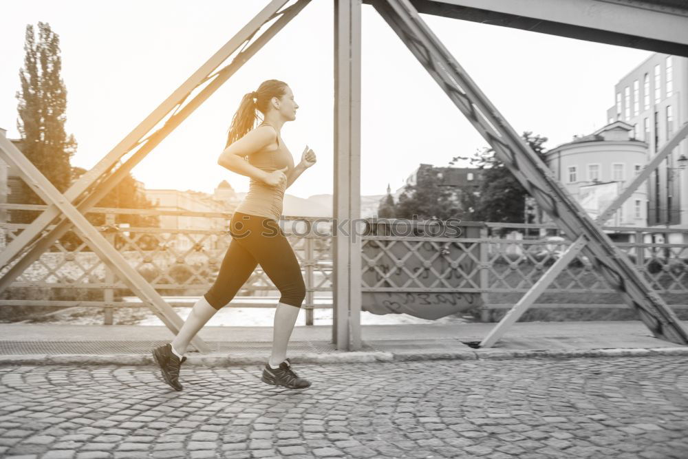 Similar – Image, Stock Photo Athletic woman running up stairs during cardio