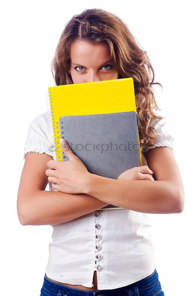 Similar – Young woman putting old books to paper bag in antique bookstore