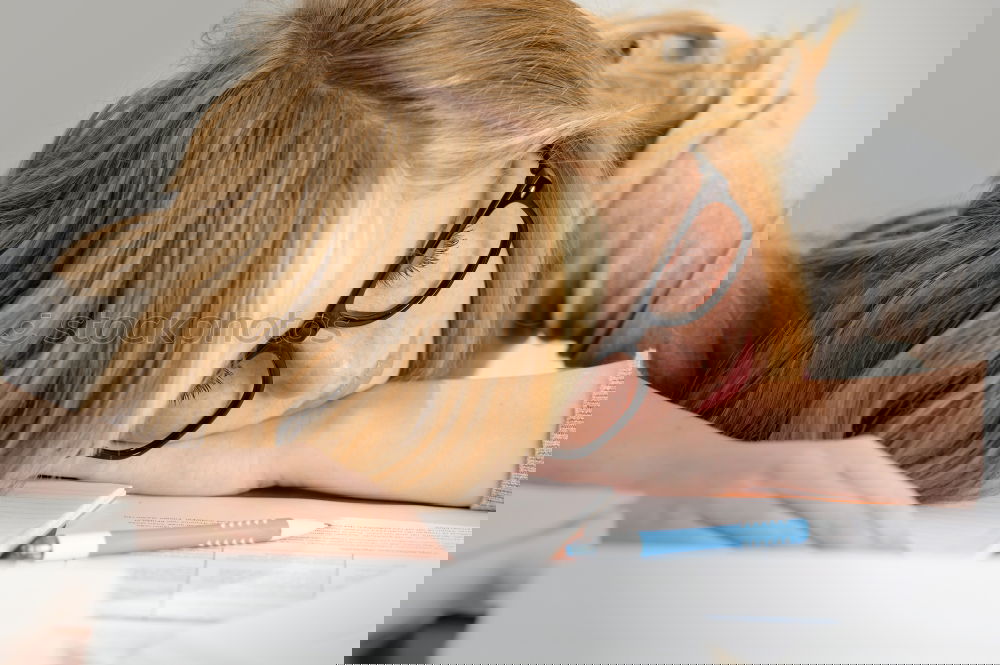 Similar – Image, Stock Photo Young tired student drinks a cup of coffee