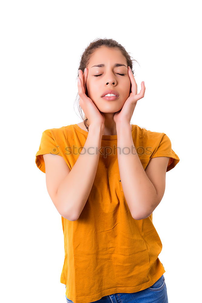 Cheerful woman in yellow jacket