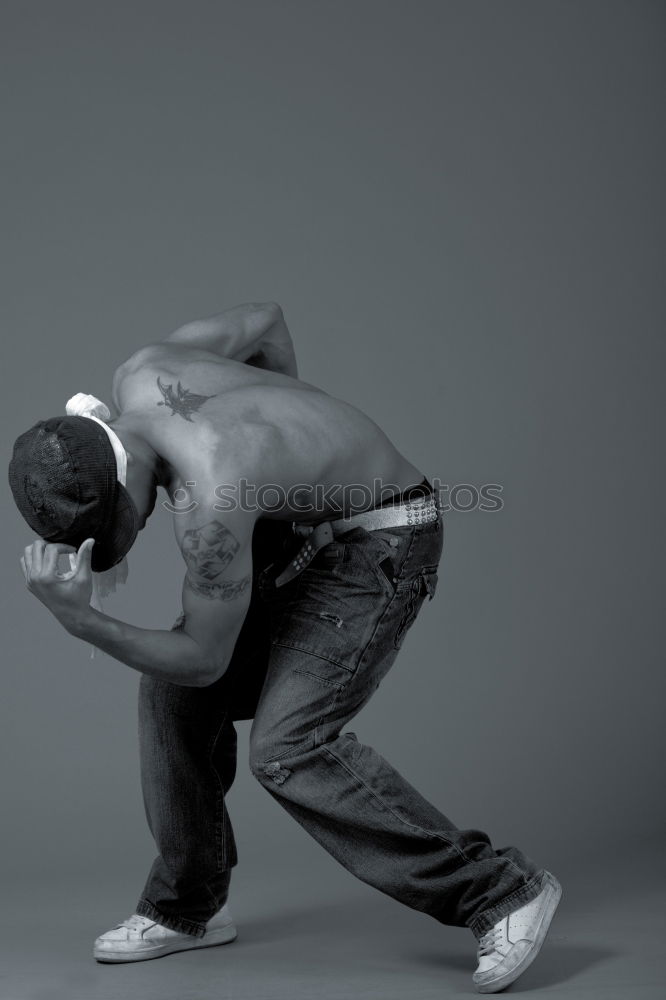 Image, Stock Photo Black man doing stretching after running outdoors