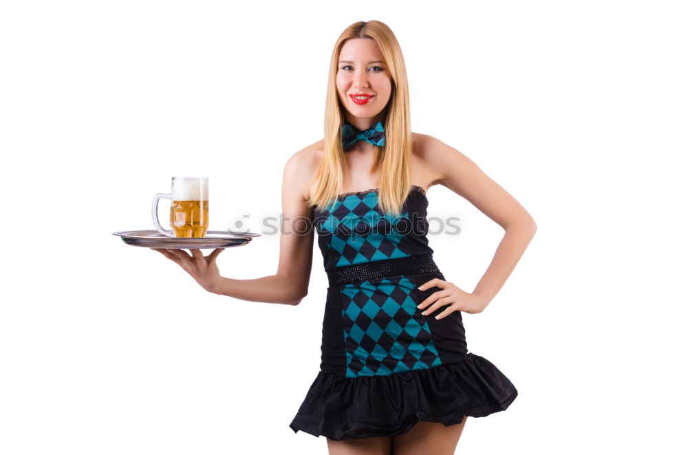 Similar – Image, Stock Photo Woman frightened with champagne in her hand