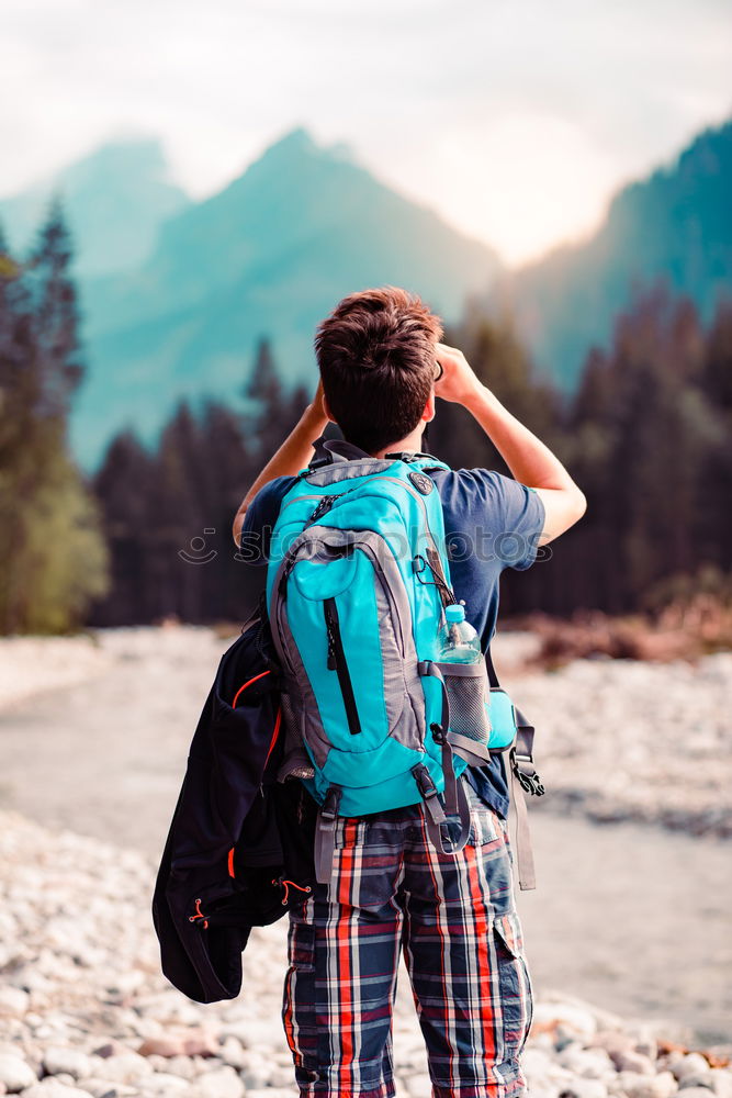 Similar – Image, Stock Photo Hike in the high mountains