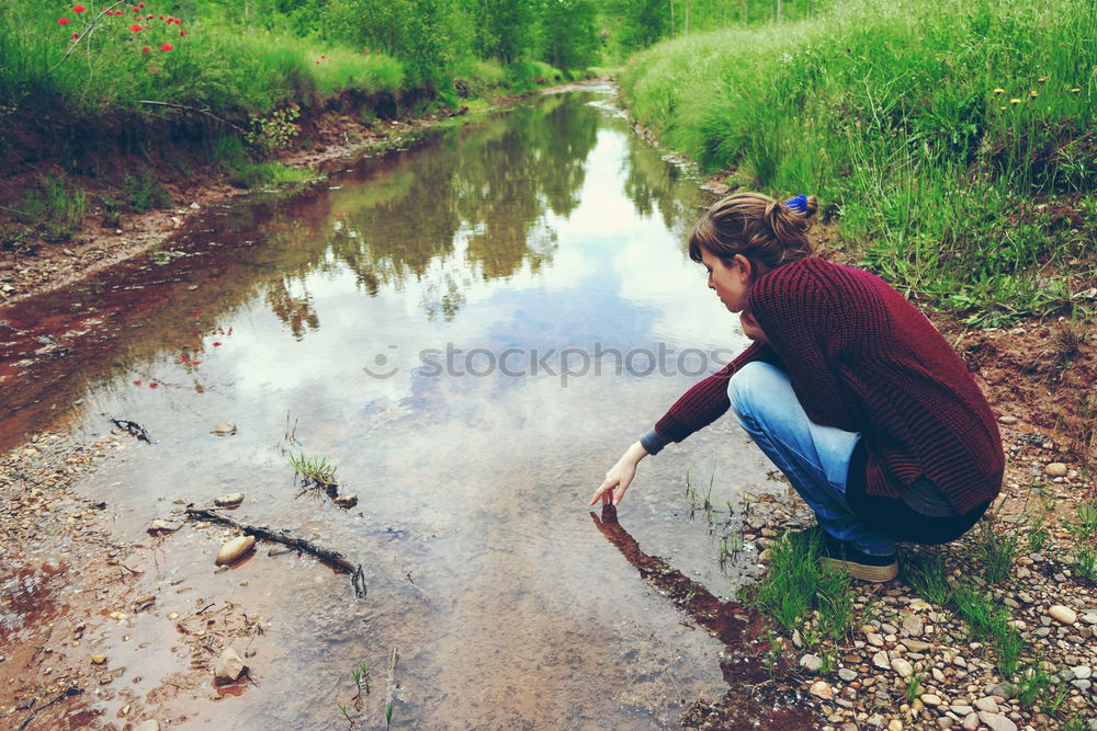 Similar – Image, Stock Photo Julia on the road with Fritzi