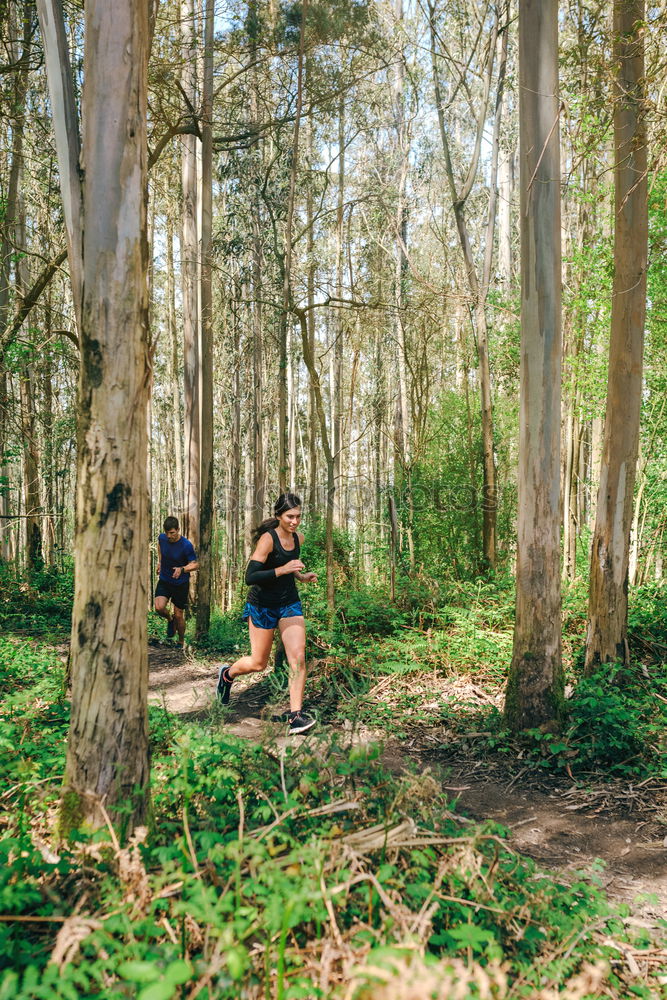 Similar – Image, Stock Photo Couple pausing while doing trekking