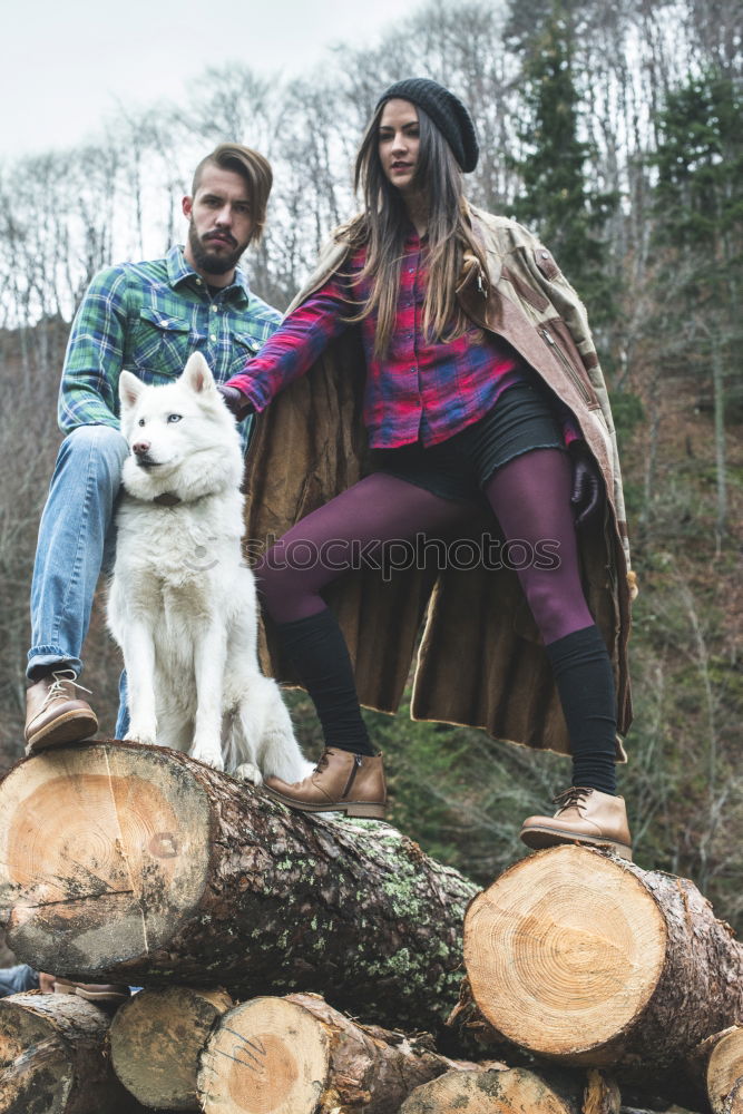 Similar – Three happy friends  posing in the forest