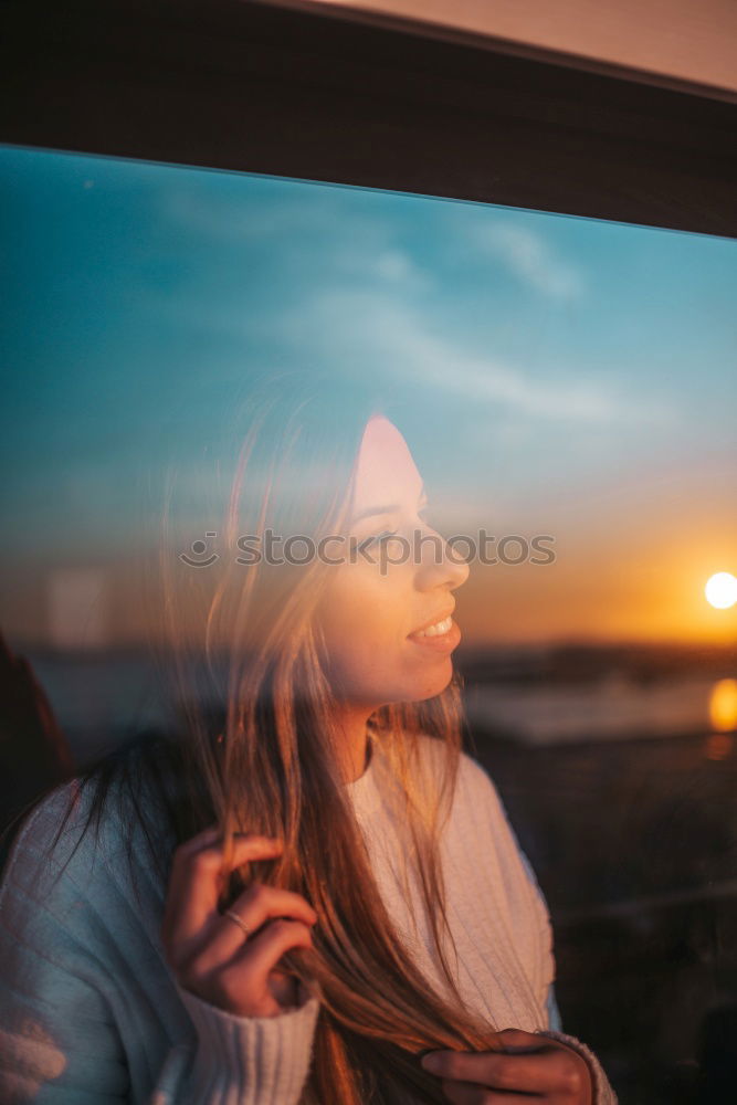 Similar – Image, Stock Photo Young woman in sunny forest