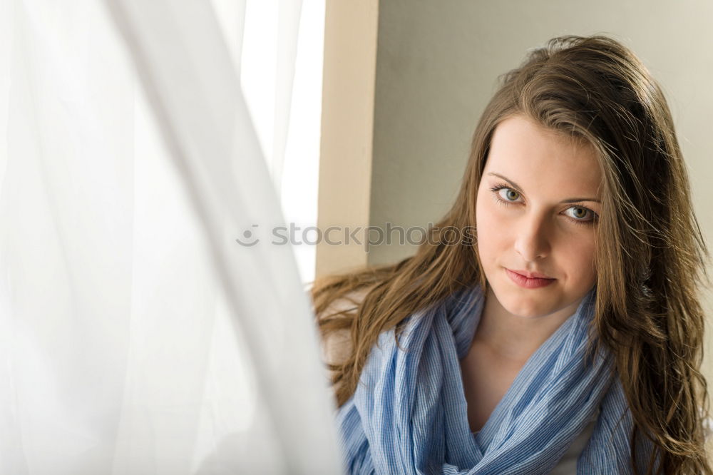 Similar – young beautiful woman relaxing at home