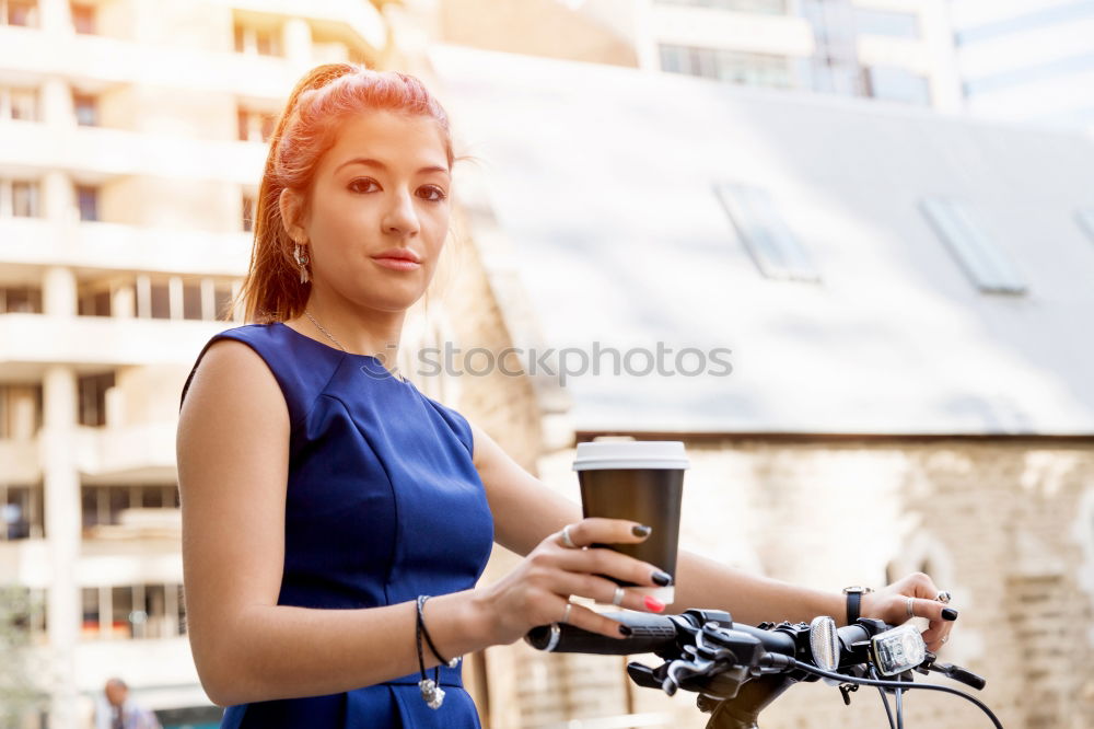 Similar – Image, Stock Photo Women with bikes browsing smartphone