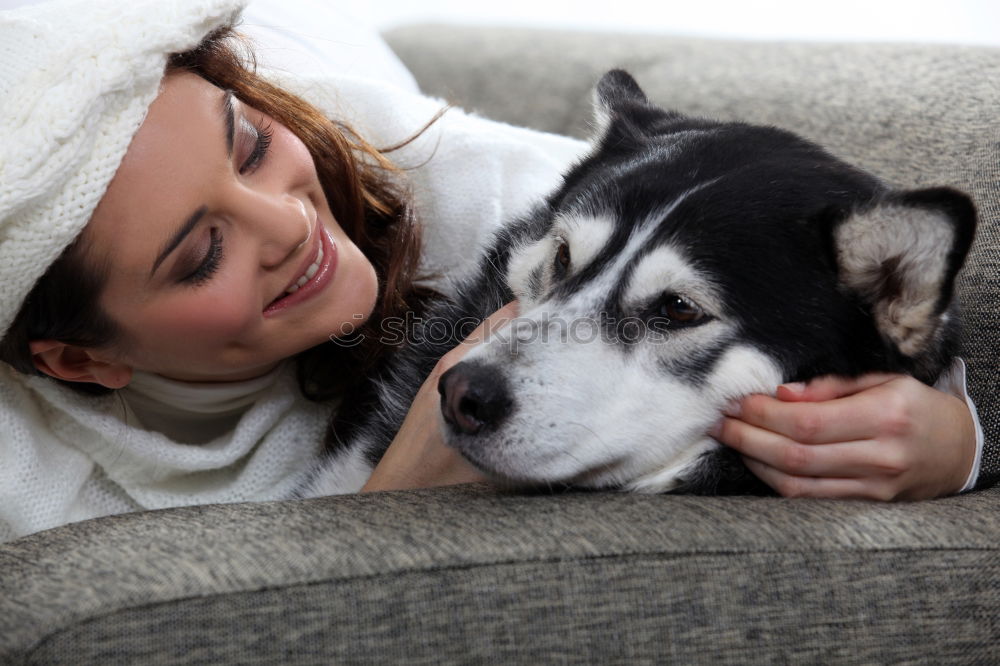 Similar – Foto Bild Schmusen. Hund Frau