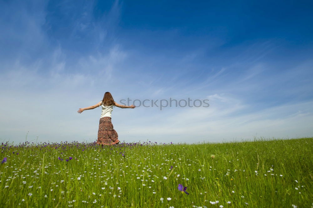 Similar – Image, Stock Photo Young woman dancing in the nature