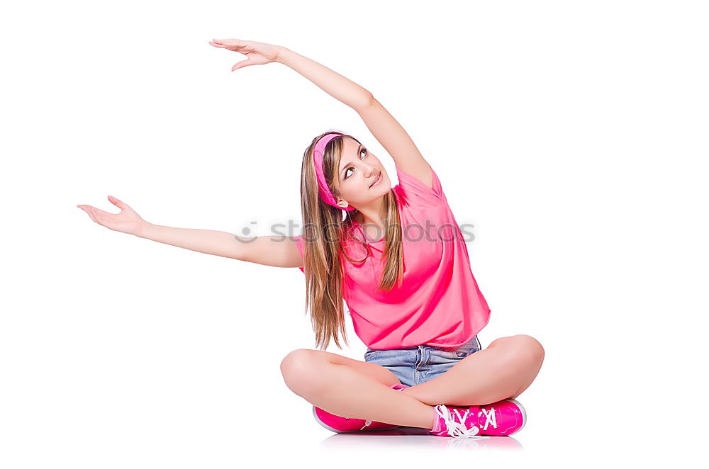 Similar – Woman tying hair in ponytail getting ready for run.