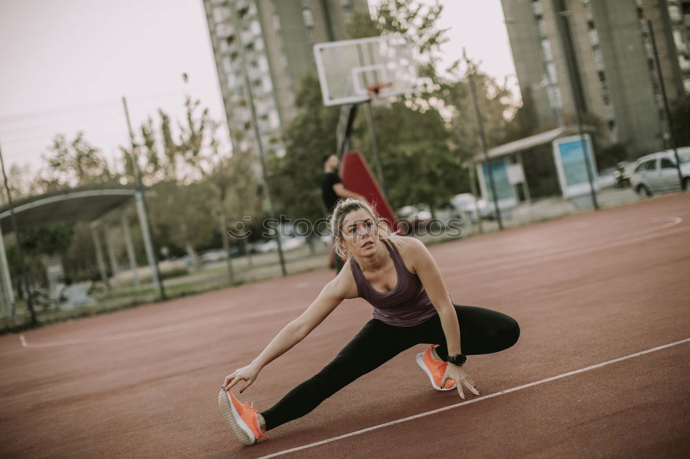 Similar – Image, Stock Photo Young Woman working out outdoors and having fun