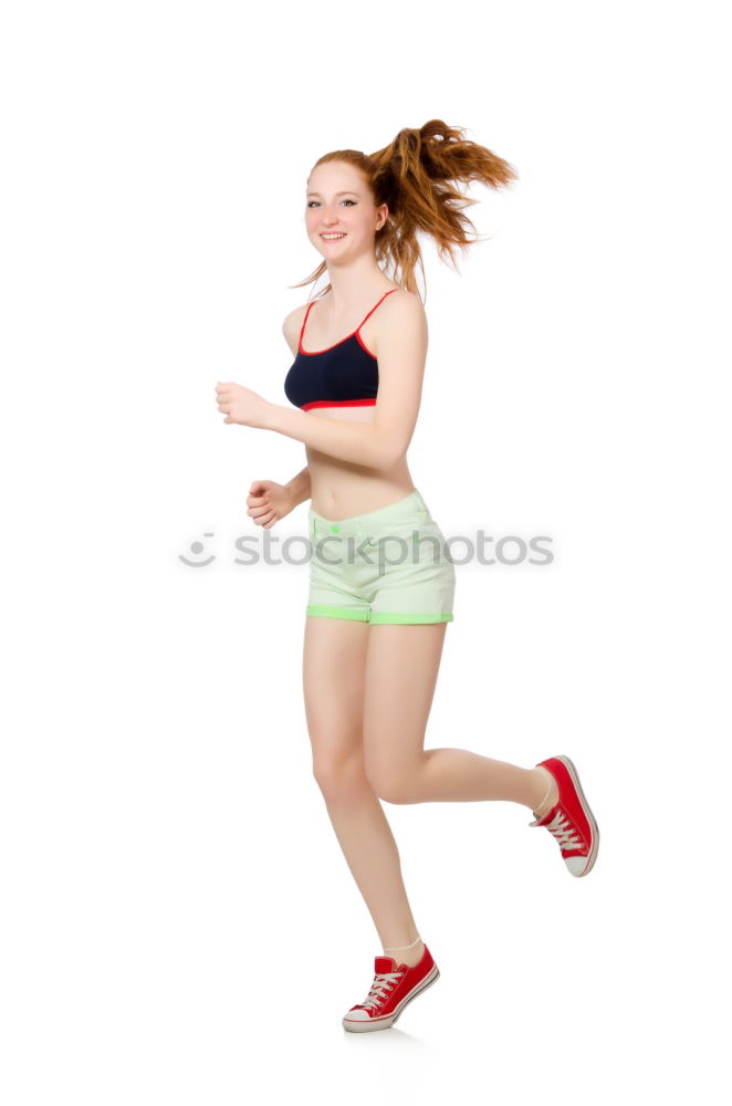 Similar – Young Woman working out outdoors and having fun