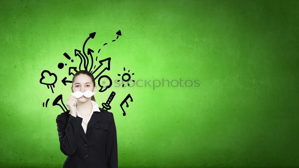 Similar – Young woman looks carefully over a wooden fence