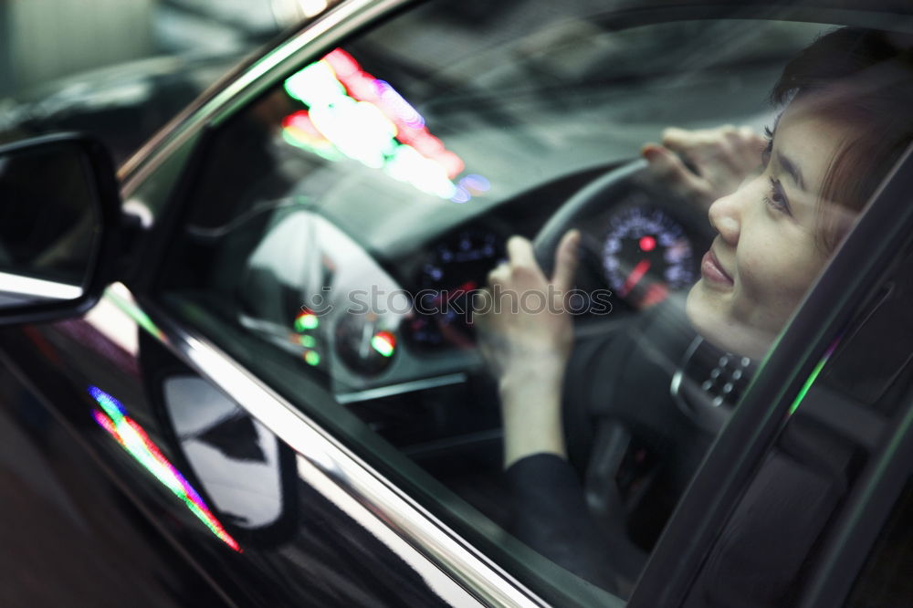 Similar – Image, Stock Photo Man looking out car window