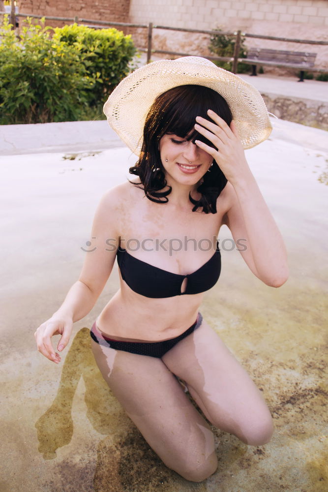 Image, Stock Photo Young woman enjoying summer in a pool