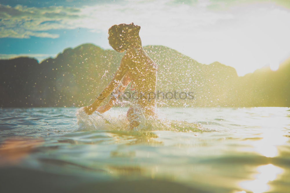 Similar – Image, Stock Photo Diver posing in water Man