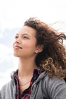 Similar – Image, Stock Photo Young woman making a follow me gesture and looking at camera.