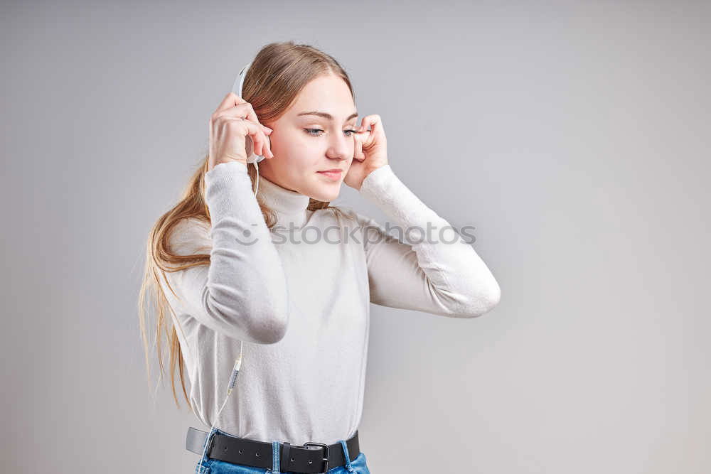 Image, Stock Photo Attractive woman in male shirt