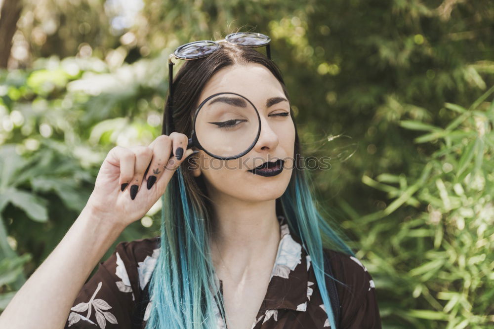 Similar – Happy beautiful teen with pink sunglasses