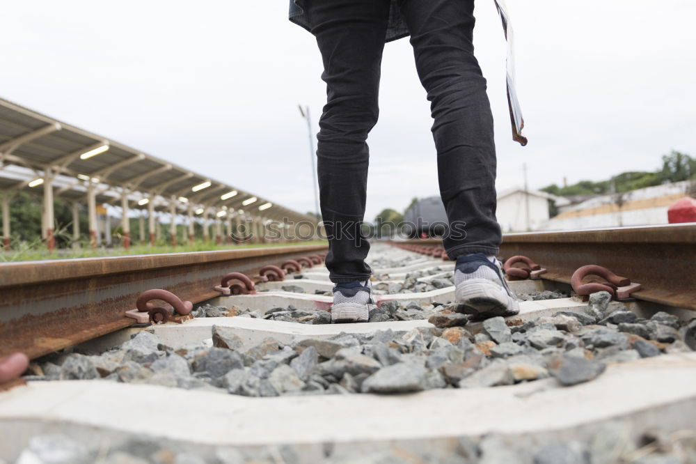 Similar – Cheerful tourist on train station