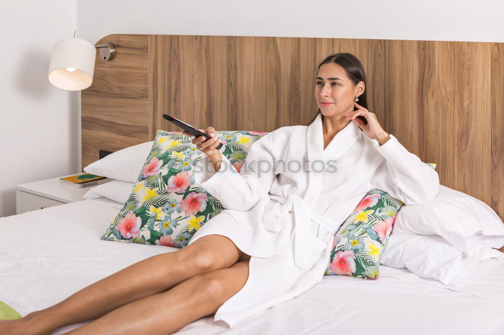 Similar – Happy beautiful young black woman relaxed sitting in the bed