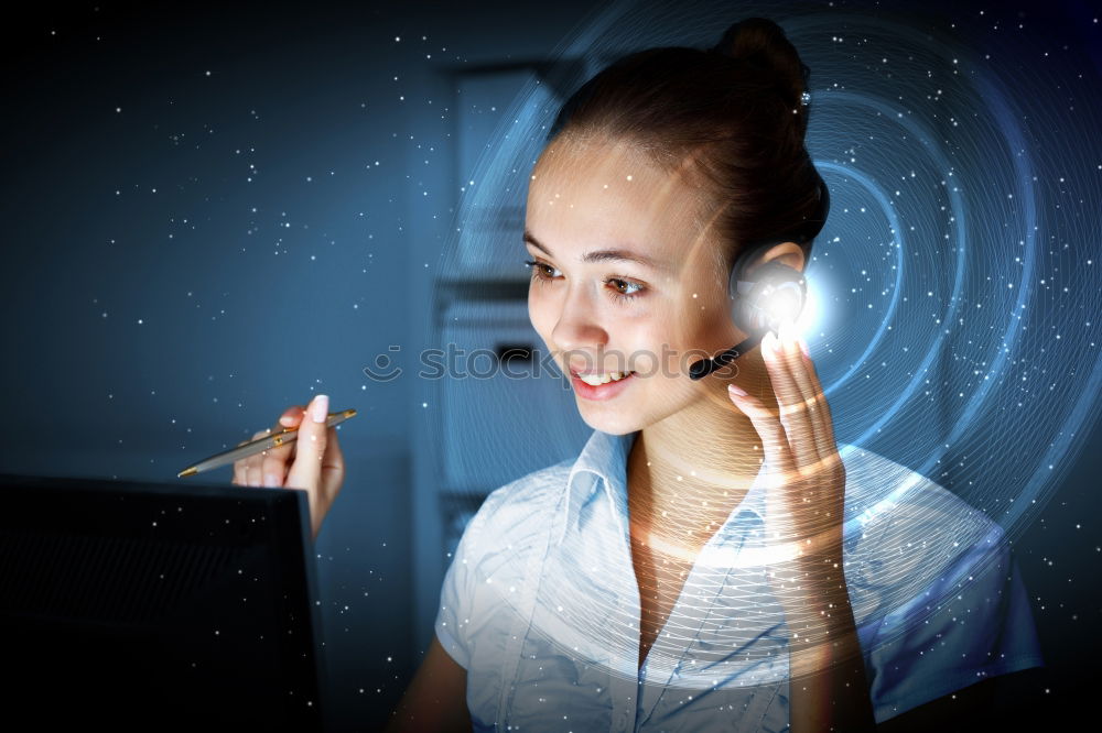 Image, Stock Photo Girl working on tablet