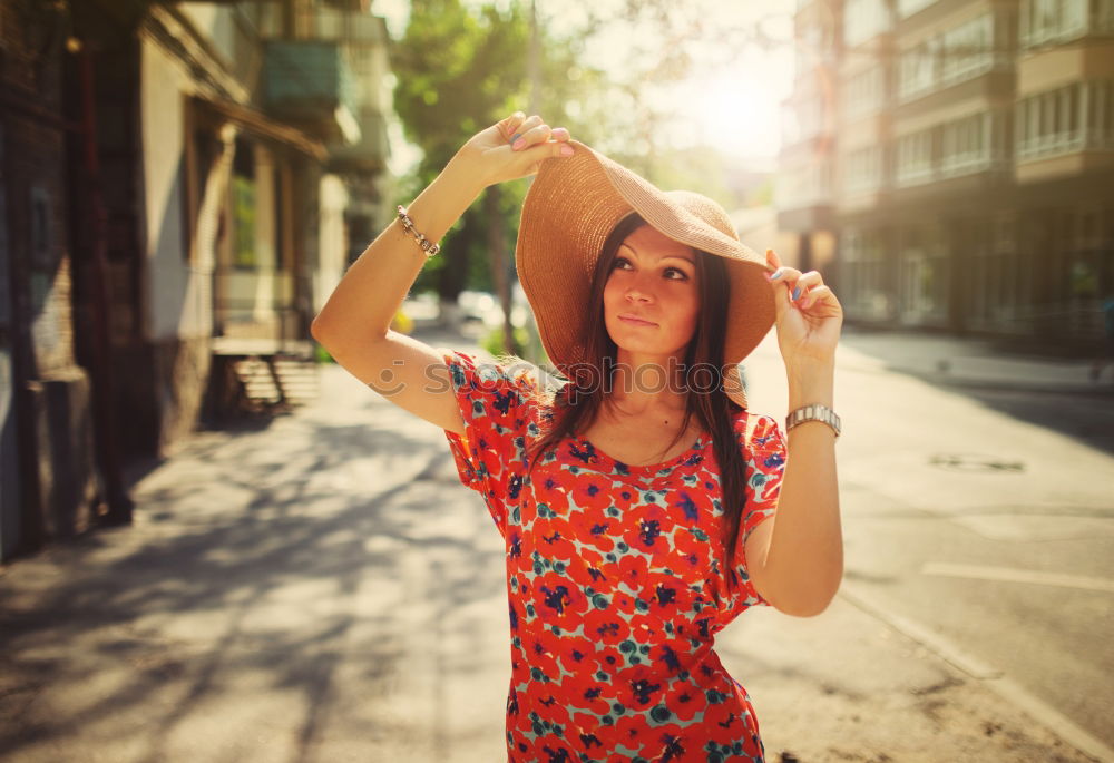 Similar – Young Arab woman listening to music with earphones outdoors