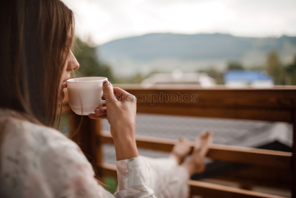 Similar – Image, Stock Photo Woman having a hot drink