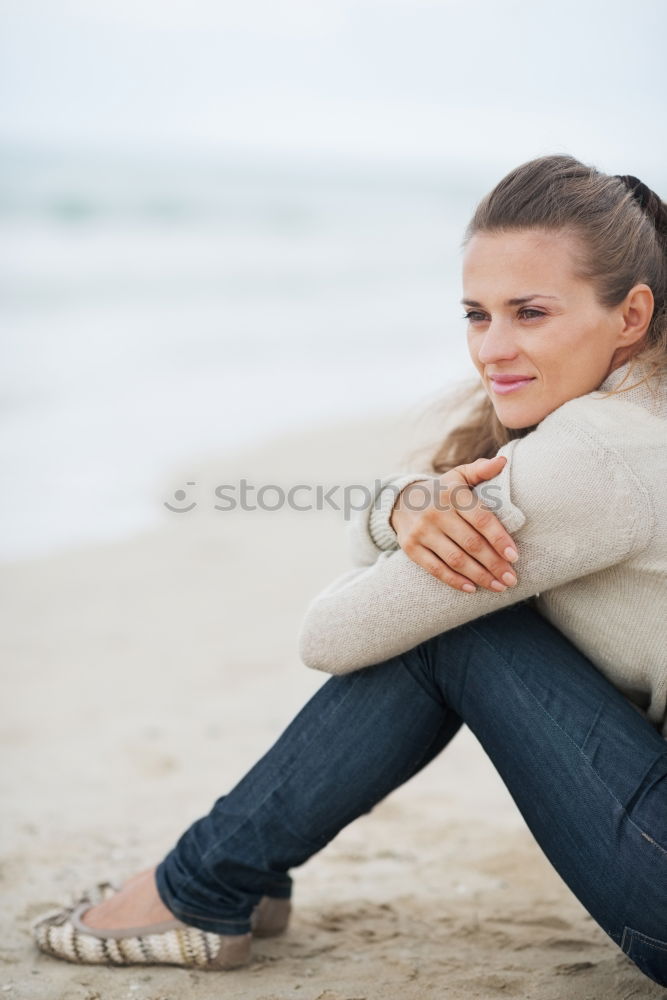 Similar – Image, Stock Photo Beautiful young blonde woman sitting on urban steps.