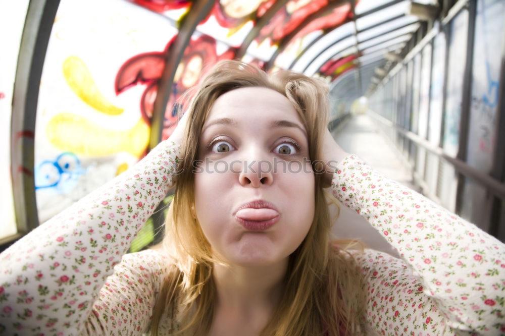 Similar – Image, Stock Photo Crazy self-portrait of a young woman