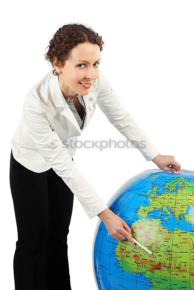 Similar – Image, Stock Photo Teenagers sitting by the map in classroom