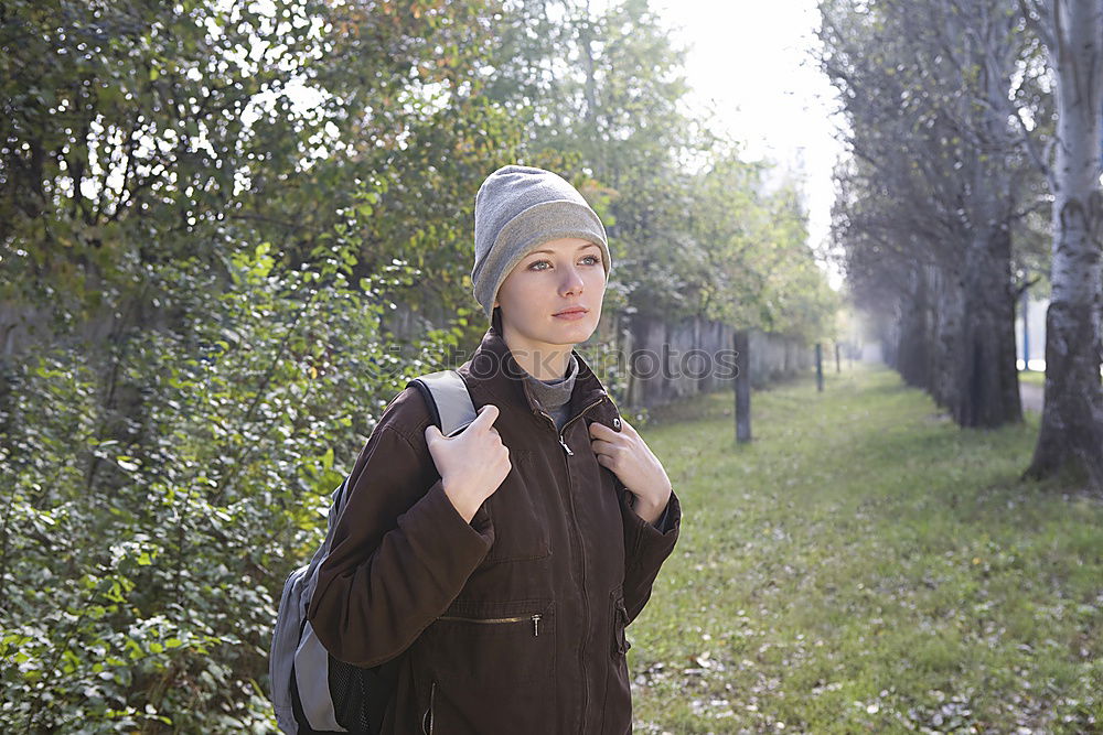 Similar – Boy with cap, outside, autumn